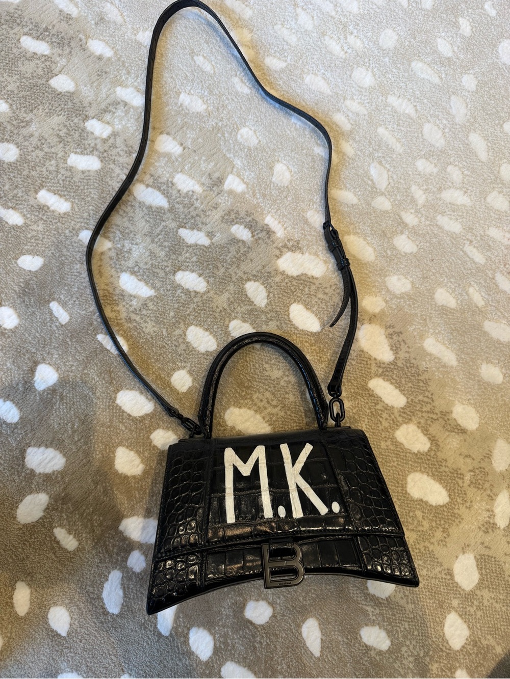 Balenciaga custom Black Croc-Embossed Mini Satchel with White MK Graphic